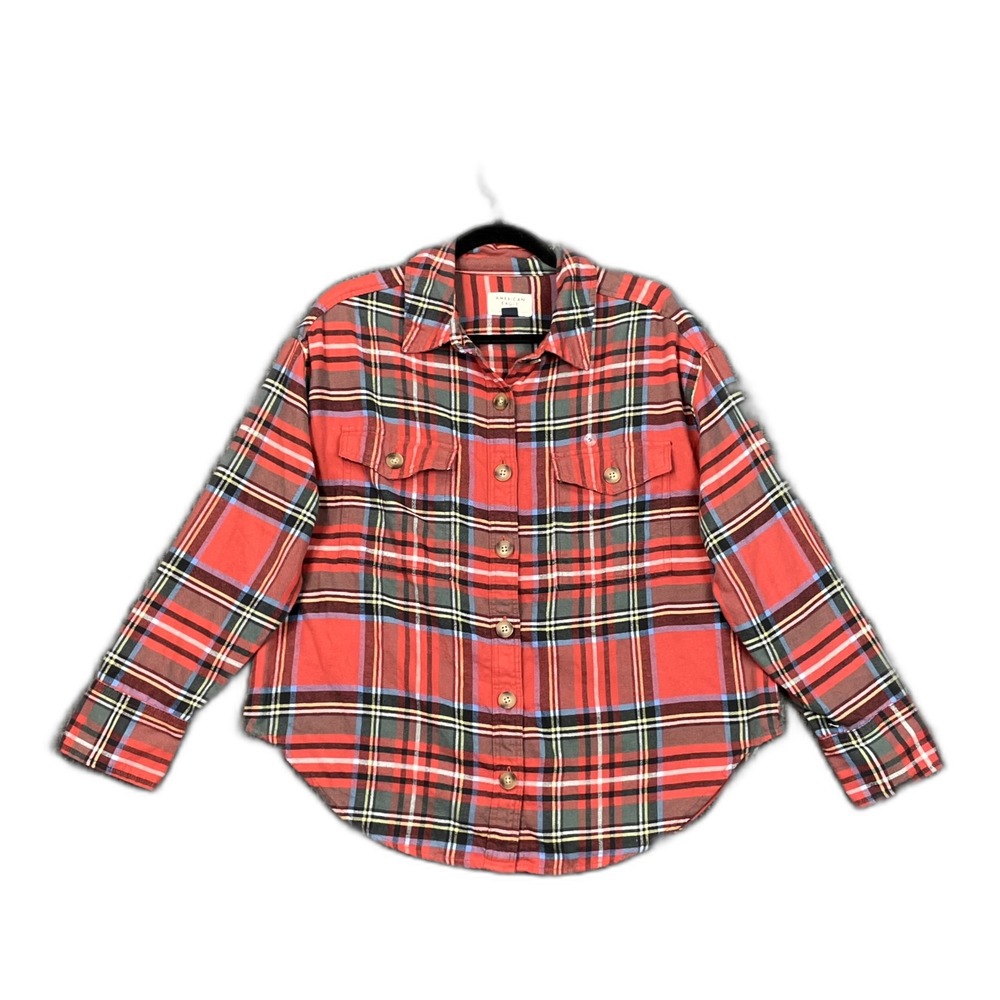 American Eagle Outfitters Flannel Shirt Womens XS Plaid Button Up Streetwear